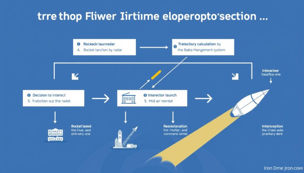 Diagram showing the Iron Dome interception process from detection to neutralization Diagram showing the Iron Dome interception process from detection to neutralization