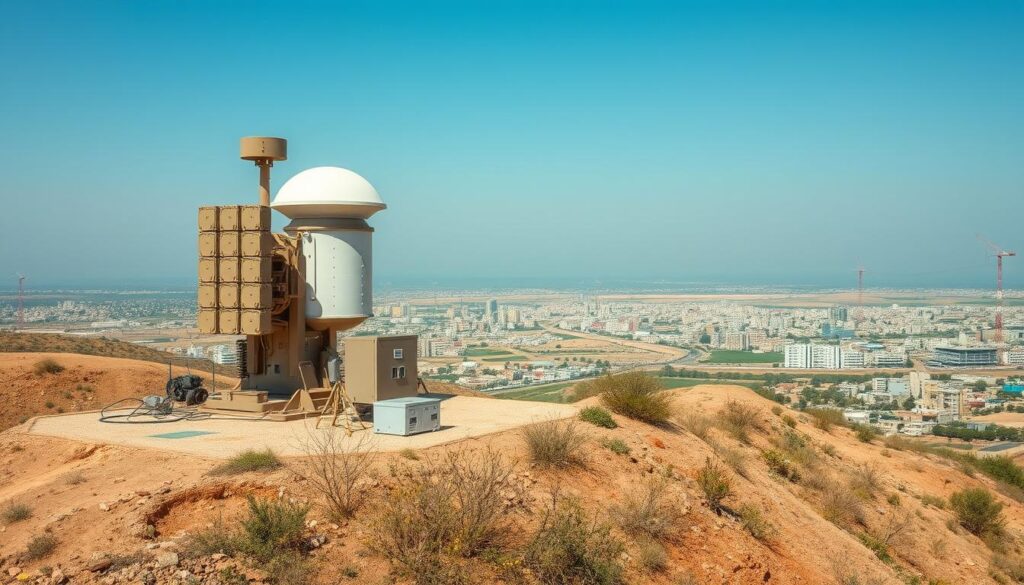 Iron Dome battery deployed near an Israeli city Iron Dome battery deployed near an Israeli city